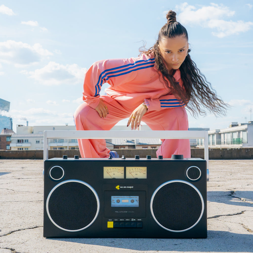 We Are Rewind Getto Blaster Cassette Player & Recorder - Curtis, Black-We Are Rewind-Mood