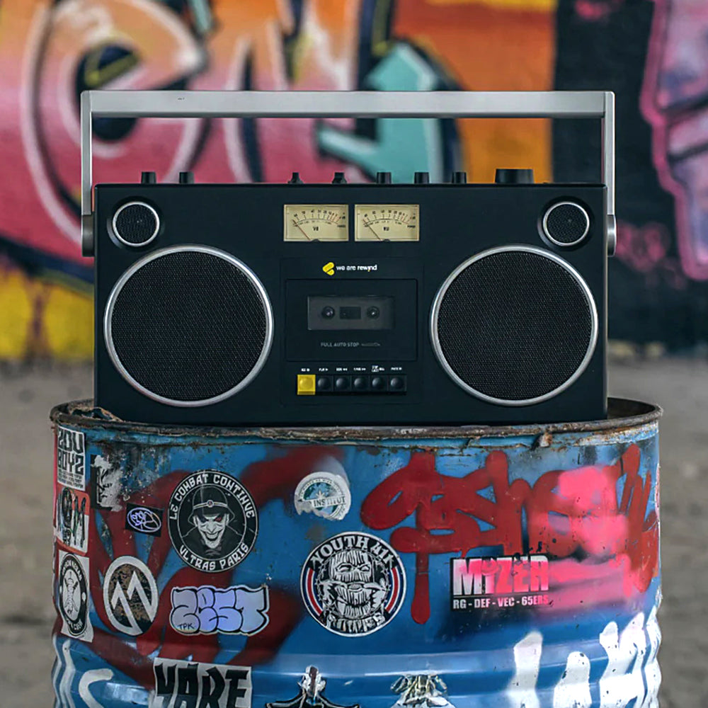 We Are Rewind Getto Blaster Cassette Player & Recorder - Curtis, Black-We Are Rewind-Mood
