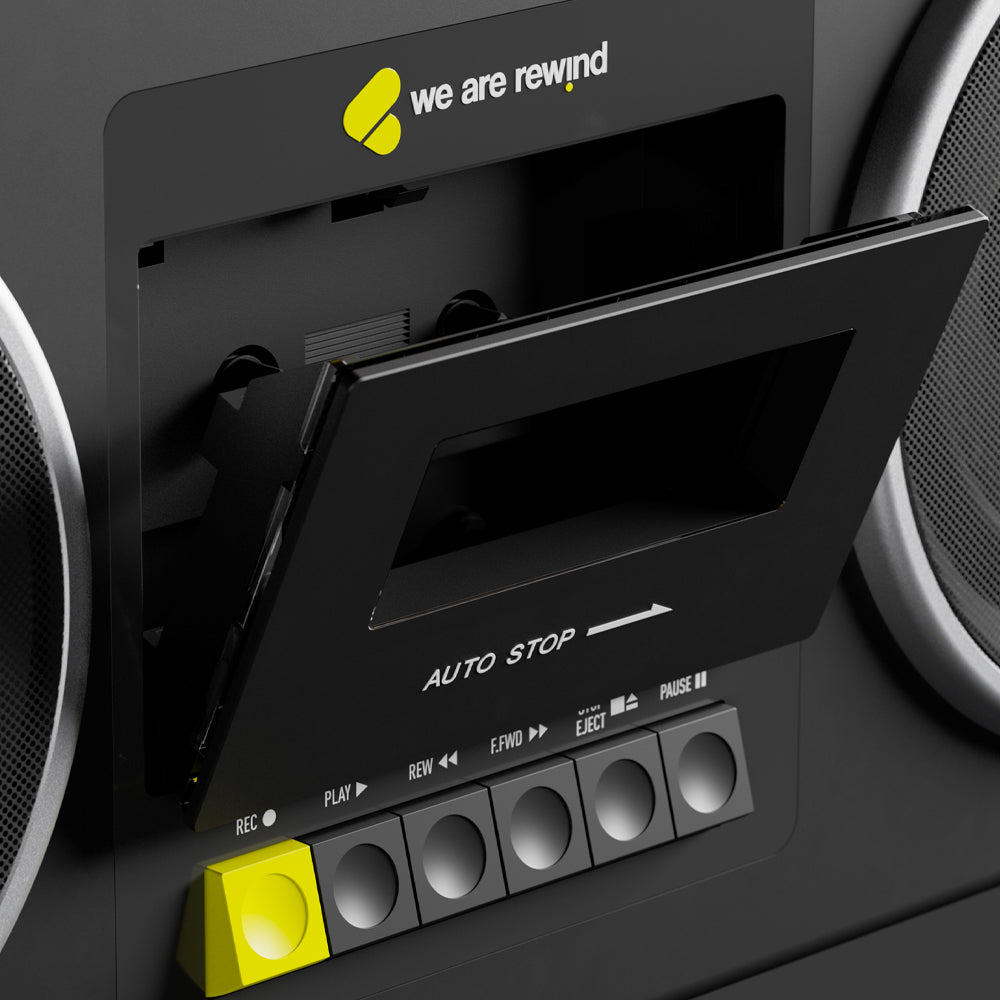 We Are Rewind Getto Blaster Cassette Player & Recorder - Curtis, Black-We Are Rewind-Mood
