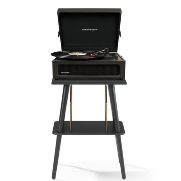 Crosley Voyager Bluetooth Portable Turntable + Crosley Turntable Stand Bundle - Black